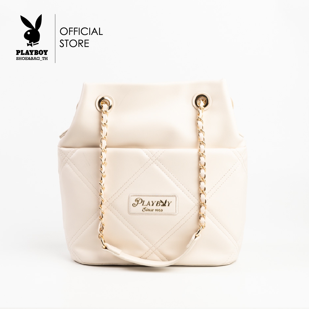 PLAYBOY รุ่น Amber Bag กระเป่าสะพายข้างผู้หญิง รหัส ST-B251PB607 ดีไซน์ทรง Bucket หนังบุนวม มี 3 สี