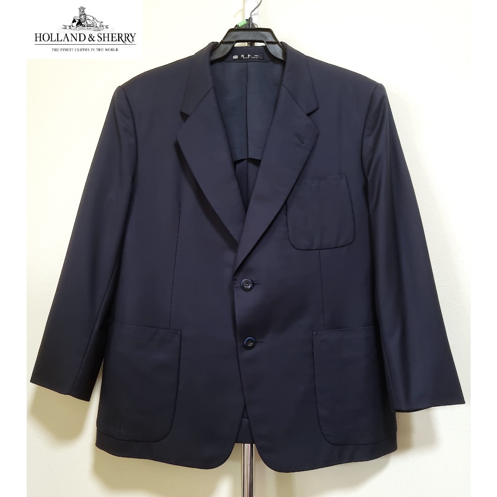 เสื้อสูทญี่ปุ่น ผ้า Holland & Sherry สีกรม อก 45 นิ้ว มือสอง