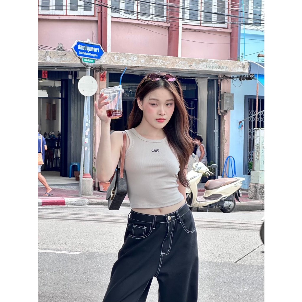 Choosedress A1977 CDS Tank Top เสื้อกล้ามเข้ารูป ผ้ายืด ปักตัวอักษร CDS - รูปที่ 4