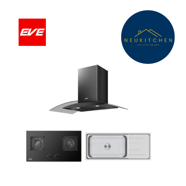 EVE ชุดเตาแก๊ส เครื่่องดูดควัน และซิงค์ HB73-B789G/BG + HC-DIESEL-90 PLUS +  HUDSON 1200/500
