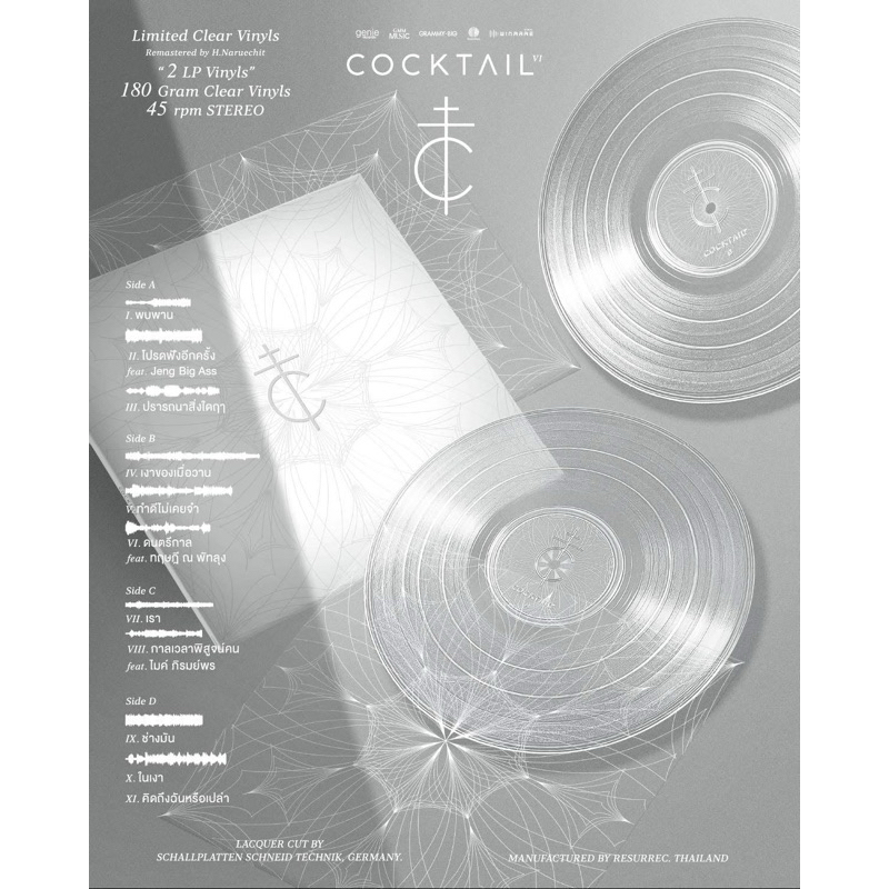 VINYL Cocktail ชุด Cocktail SS แผ่นเสียงCocktail ไม่ได้แกะซีลมี 2 แผ่น แถม!!!ซองใสซีล