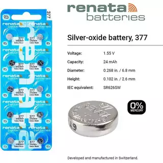 𝗥𝗘𝗡𝗔𝗧𝗔 377 / SR626SW ถ่านรีนาต้าจากสวิส by Swatch Group ถ่านนาฬิกา 0% mecury Watches Battery 1.55V