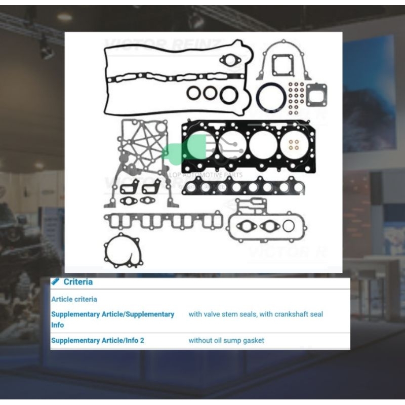 01 53370 02 ปะเก็นชุดใหญ่ (Victor Reinz เยอรมัน) KIA K2900, Carnival 2.9