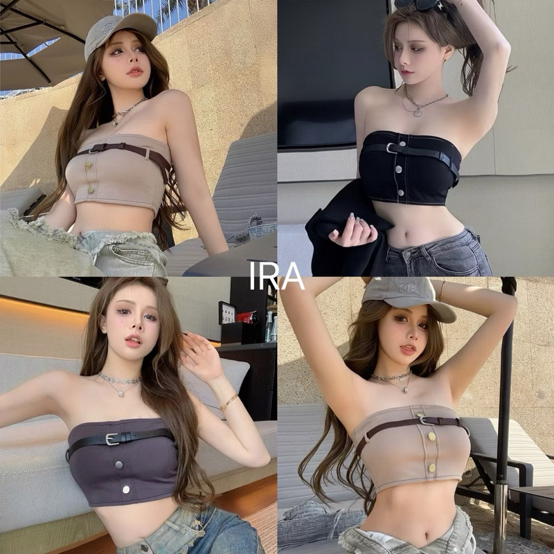 BY IRa (3103) Cotton basic tube top ท็อปเกาะอกครึ่งตัวสุดต๊าชช ดีเลทเข็มขัดหน้าสุดเก๋ y2k