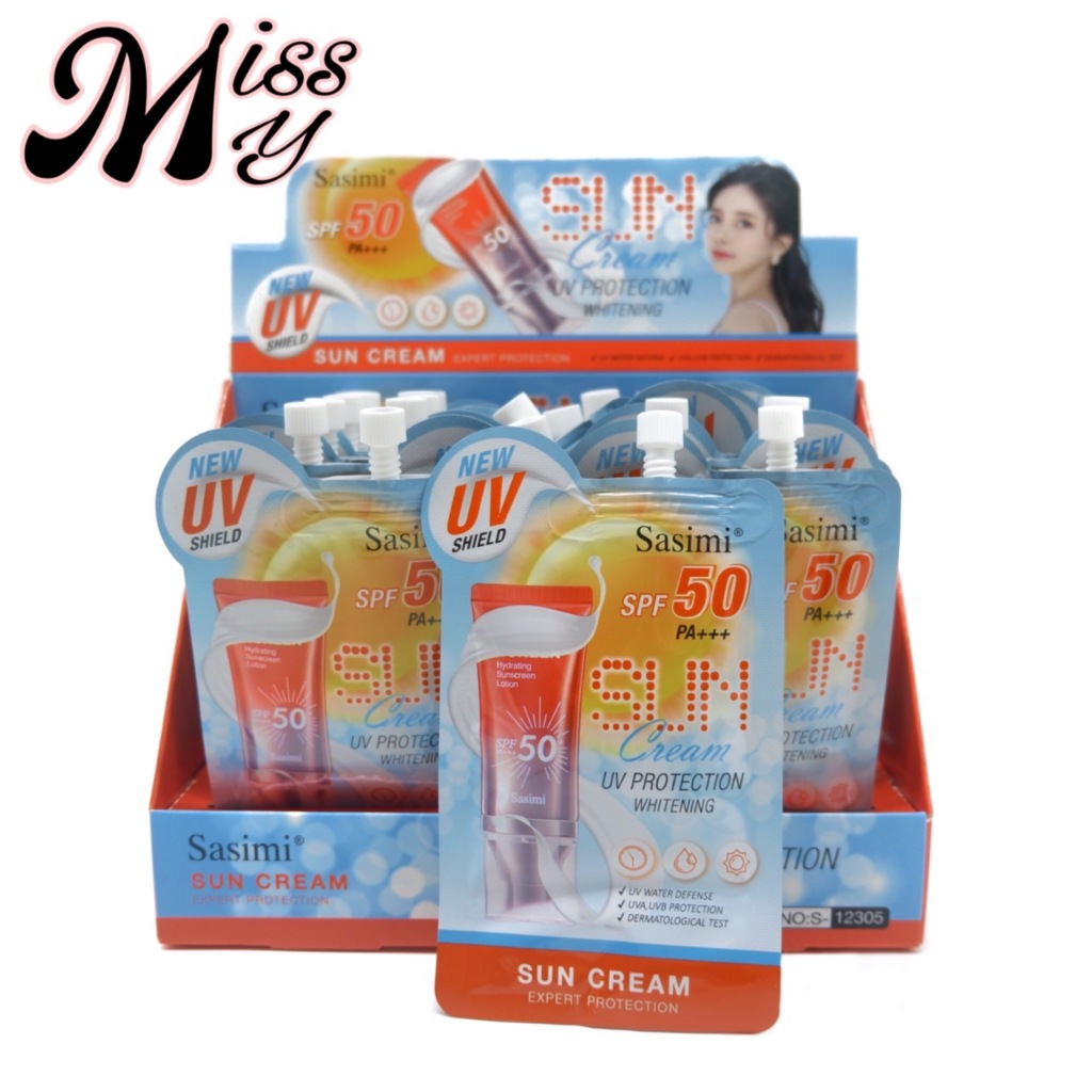 {24ซอง} SASIMI UV Protection Sun Cream ครีมกันแดด ปรับสีผิวสว่าง ปกป้องผิวจากยูวี SPF50 PA+++