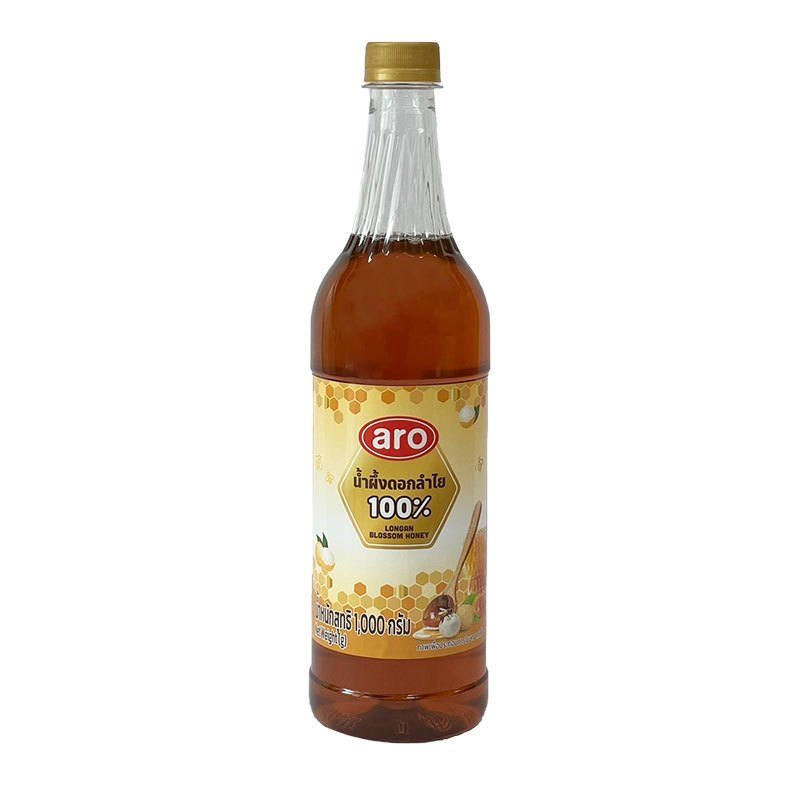 น้ำผึ้งจากดอกลำใยแท้ 100% 1,000 กรัม ตราเอโร่ - Longan Blossom Honey Aro Makro