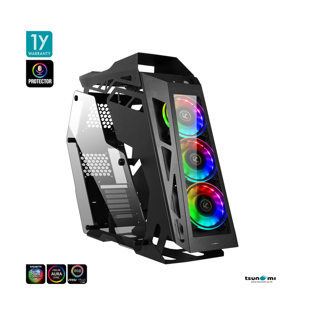 เคสคอมไฟ RGB ATX CASE ATX CASE (NP) TSUNAMI PROTECTOR TITAN BLACK