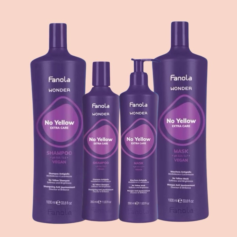 FANOLA No Yellow Shampoo  Mask แชมพูม่วง  มาส์คม่วง สำหรับผมทำสีเทา-หม่น หักล้างเม็ดสีเหลืองแฝง Anti yellow 350 1000 ML