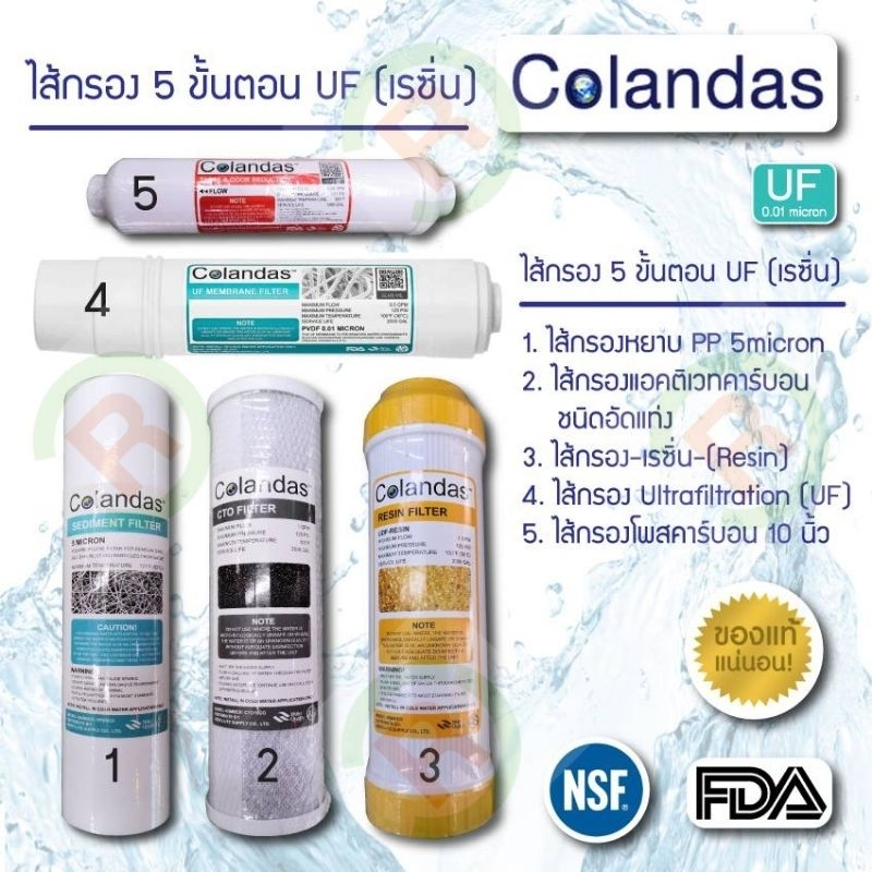 Colandas ไส้กรอง UF 5 ขั้นตอน ของแท้ตรงรุ่น (สามารถเปลี่ยนแทนของเดิมได้เลย)