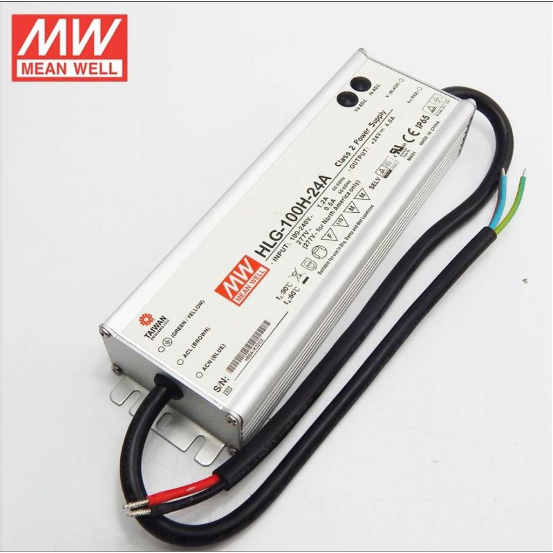 MEAN WELL driver HLG-100H-24A 24V 96W LED แหล่งจ่ายไฟ 110 V/220 V AC 24V DC 4A 96W กันน้ำ IP65 ปรับ 