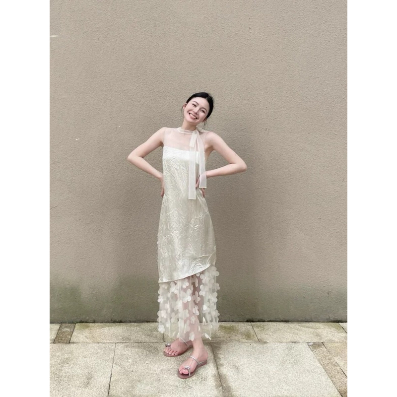 🇰🇷 เดรสยาวชายซีทรูดอกไม้ 🇰🇷 #D25011 #3