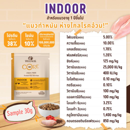 [สินค้าตัวอย่าง] WELLNESS CORE อาหารแมว มีให้เลือกหลายสูตรทุกช่วงวัย (แมวเด็ก - แมวโต) thumbnail 4