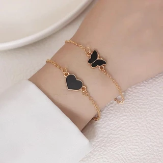 Vogue🌟พร้อมส่ง🌟แฟชั่นสร้อยข้อมือหัวใจพีชสร้างสรรค์สร้อยข้อมือข้อมือที่เรียบง่ายหัวเข็มขัดสร้อยข้อมือโลหะ (BRL-1/BRL-2)