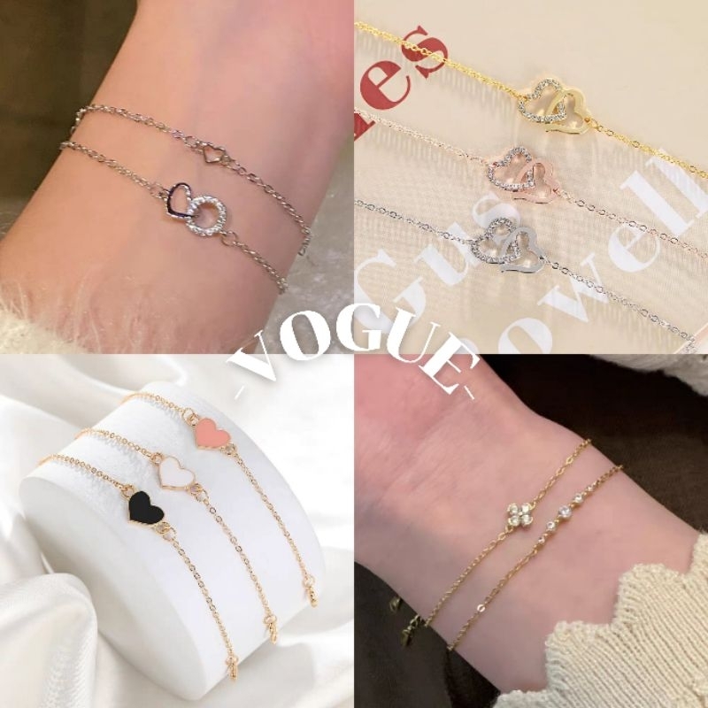 Vogue พร้อมส่ง แฟชั่นสร้อยข้อมือหัวใจพีชสร้างสรรค์สร้อยข้อมือข้อมือที่เรียบง่ายหัวเข็มขัดสร้อยข้อมือโลหะ (BRL-1/BRL-2)