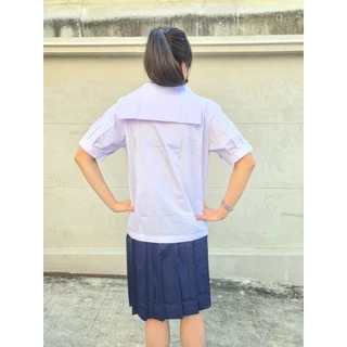 เสื้อคอทหารเรือ ชุดนักเรียน ชุดนักเรียนหญิง มัธยม เสื้อนักเรียนหญิง มอ.ต้น พร้อมส่ง.