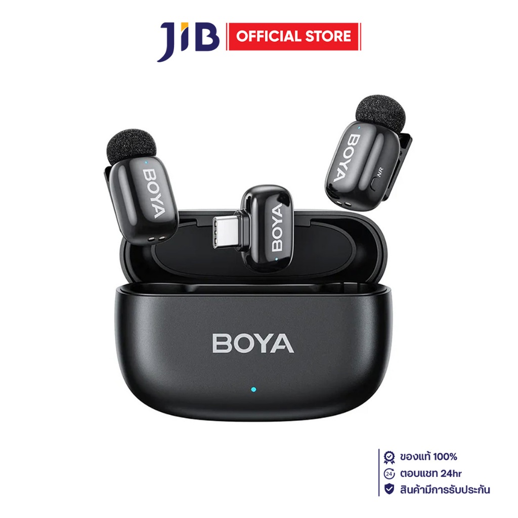 WIRELESS MICROPHONE (ไมโครโฟนไร้สาย) BOYA MINI 2 MIC + USB-C RECEIVER - BLACK (MODEL 14)