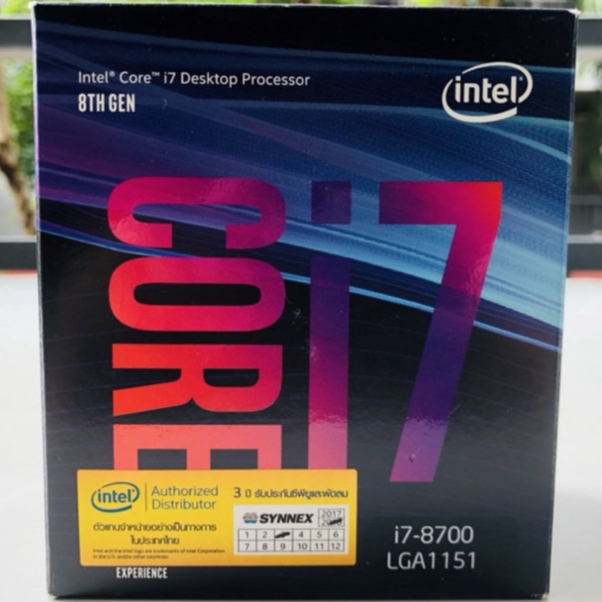 CPU (ซีพียู) Intel Core I7 8700 (4.60GHz) 6C/12T LGA1151v2 ฟรีซิลิโคน พร้อมส่ง