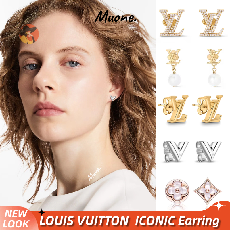LOUIS VUITTON 👜LV ICONIC BLUSH Women's earrings หลุยส์วิตตอง LV ESSENTIAL V Earrings สินค้าคลาสสิก