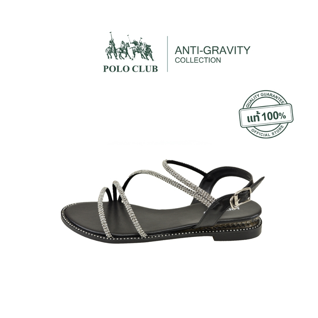 POLO CLUB รองเท้าแตะรัดส้น รุ่น AG-2806 สีดำ | รองเท้ารัดส้นผู้หญิงสูง 1 นิ้ว