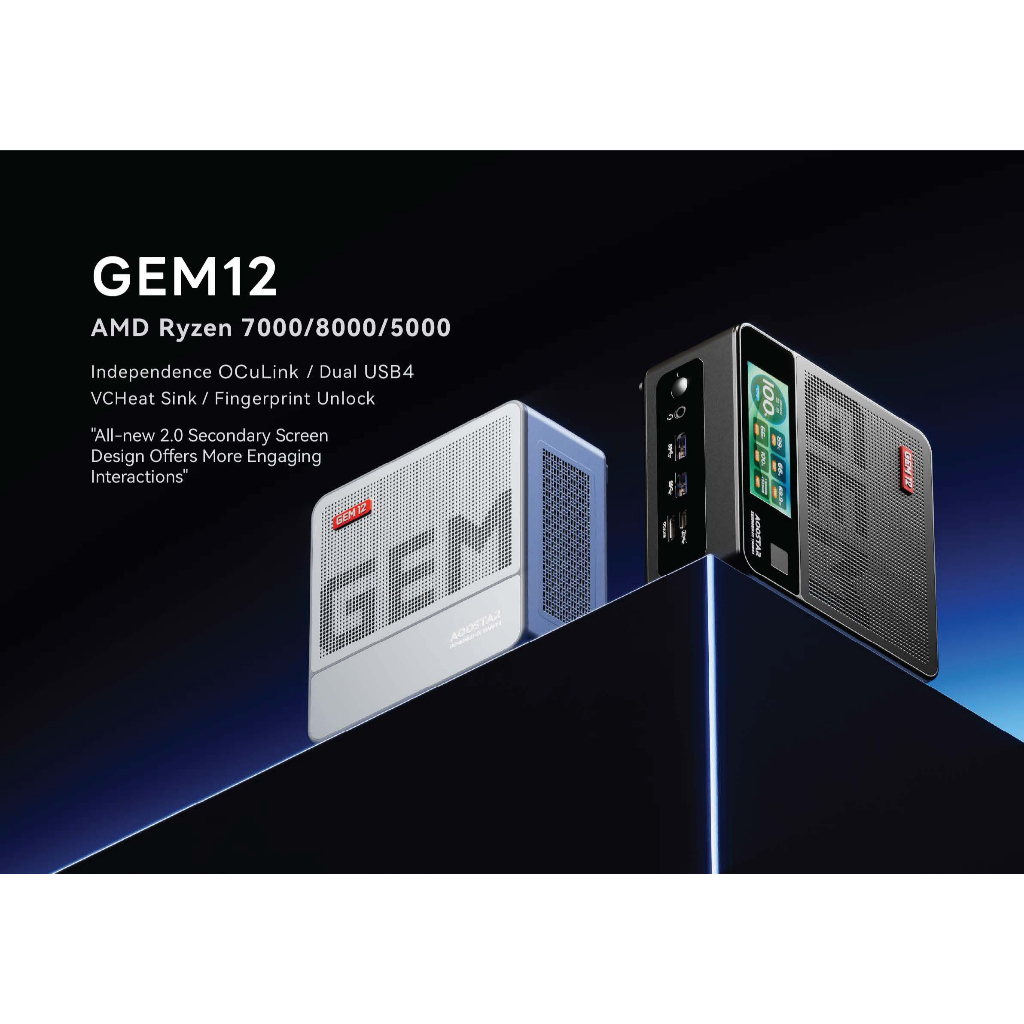 คอมพิวเตอร์ขนาดเล็ก mini PC Aoostar GEM12 Power  AMD Ryzen 7 8845HS (8C/16T)  OCulink port  powerful