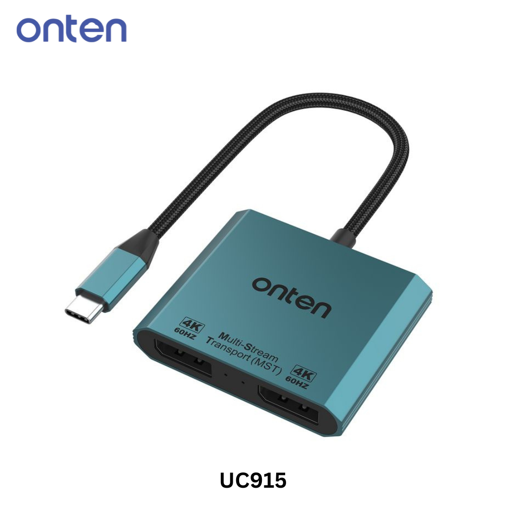 Onten UC915 USB-C to Dual DP adapter อแดปเตอร์ต่อ DP ออก 2จอพร้อมกัน