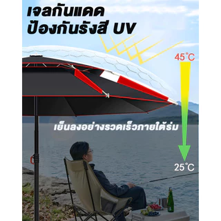 ร่มสนาม ร่มสนามกันแดดขนาดใหญ่ 2.6ม. ร่มตกปลา ปรับมุมได้ ใช้งานอเนกประสงค์ (ตกปลา/ปิกนิก) กันแดดกันฝน