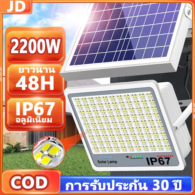 ไฟโซล่าเซลล์ ไฟโซล่าเซล IP67 กันน้ำ กันฟ้าผ่า โซลาร์เซลล์ Solar Light ไฟโซลาเซลล์ เซ็นเซอร์ พร้อมรีโ