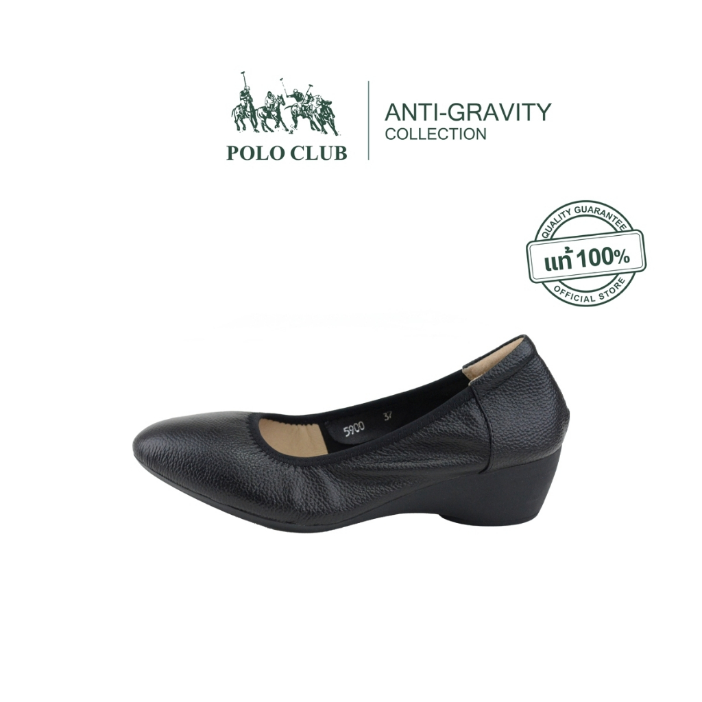 POLO CLUB รองเท้าหนัง รุ่น AG-1974 สีดำ | รองเท้าคัดชูผู้หญิง สูง1.75 นิ้ว