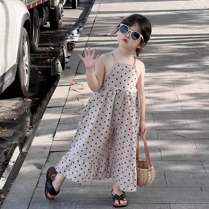 Walibaby🔥พร้อมส่ง🔥ชุดจั๊มสูทลายจุดน่ารัก สําหรับเด็กผู้หญิง#400