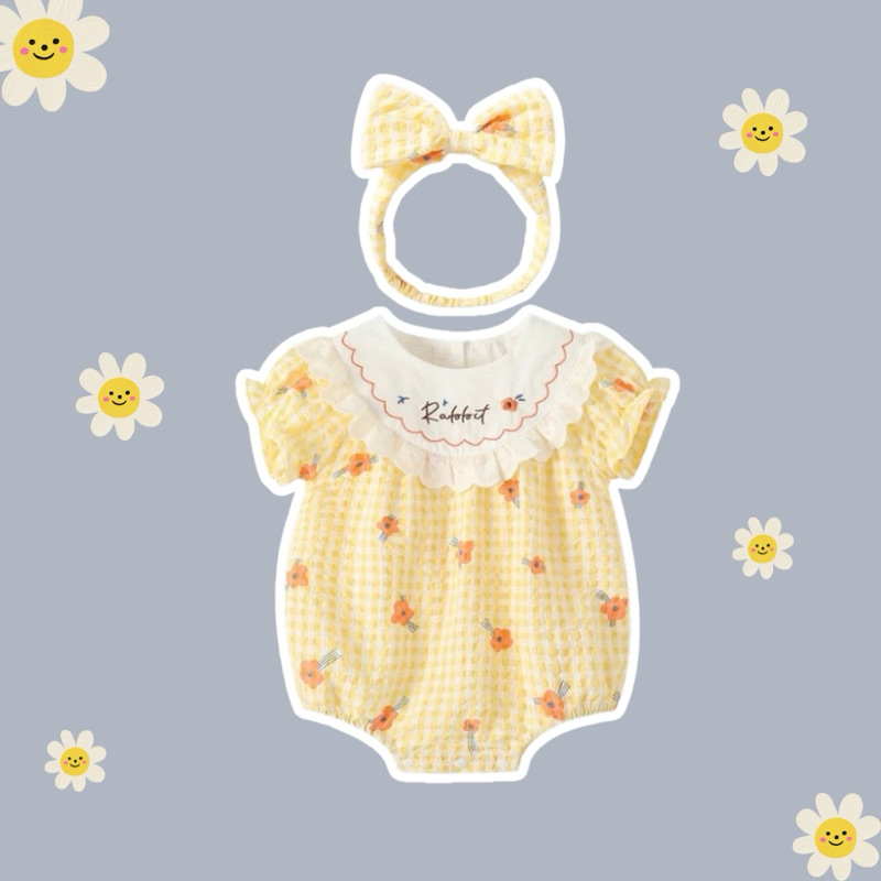 🇹🇭พร้อมส่งจากไทย🇹🇭 Sunny Blossom Romper Set บอดี้สูทเด็กแรกเกิด รอมเปอร์เด็กแรกเกิด จั๊มสูทเด็กแรกเกิด