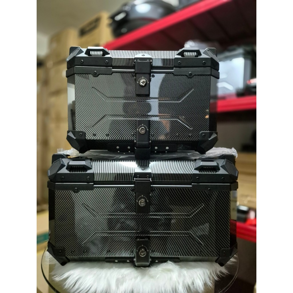 กล่องท้ายอลูมิเนียม ปี๊บอลูมิเนียม Carbon 55L 65L รับประกัน1ปี ผ่อน0%