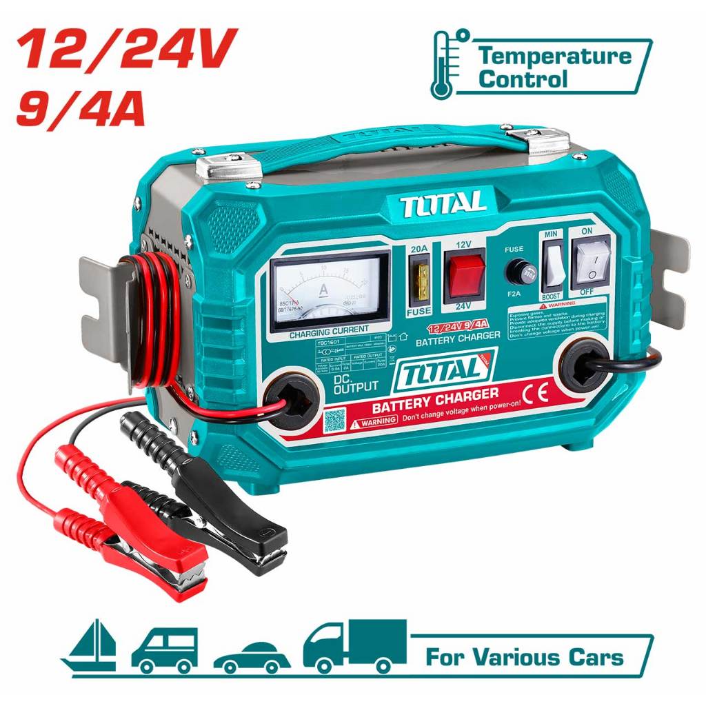 ของแท้ 100% TOTAL เครื่องชาร์จแบตเตอรี่ 12V / 24V รุ่น TBC1601 (โฉมใหม่)