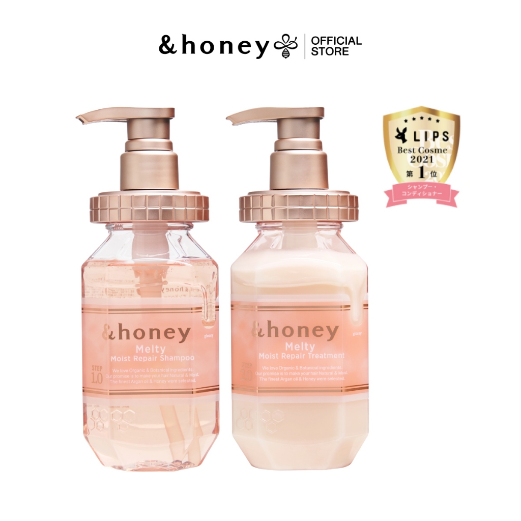 [MELTY 2 STEPS] &HONEY MELTY MOIST REPAIR SHAMPOO 440ML + TREATMENT 445G (แชมพู+ทรีทเม้นท์สูตรดูแลผมชี้ฟู เปราะขาดง่าย)