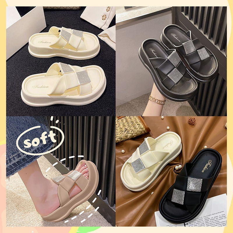 XWbrand   NEW รองเท้าแตะแบบสวม รุ่นนี้เสริมส้นโดนใจแน่นอน วัสดุทำจากยาง คุณผู้หญิงมีติดตู้ไว้รับรองว่าคุ้ม ราคา ถูกที่สุด ดีลบีเคเค แกลเลอรีภาพที่ 2