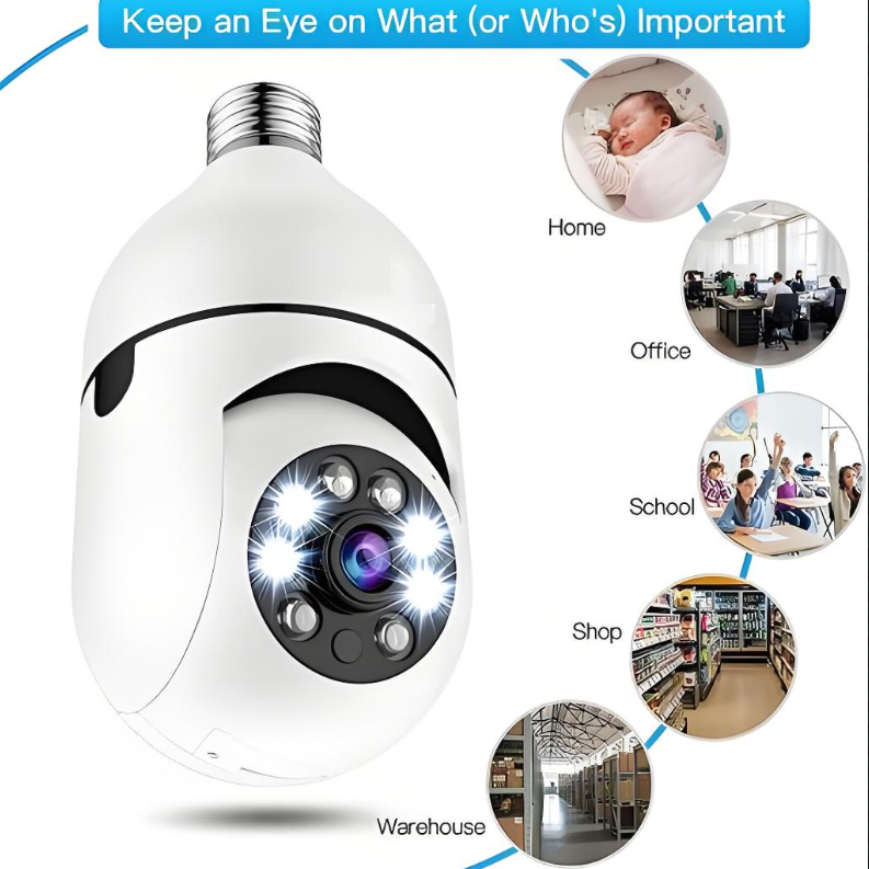 กล้องวงจรปิด CCTVความละเอียดสูง360°อินฟราเรด กล้องรักษาความปลอดภัย Wifi กล้อง IP ระยะไกล กล้องหลอดไฟ