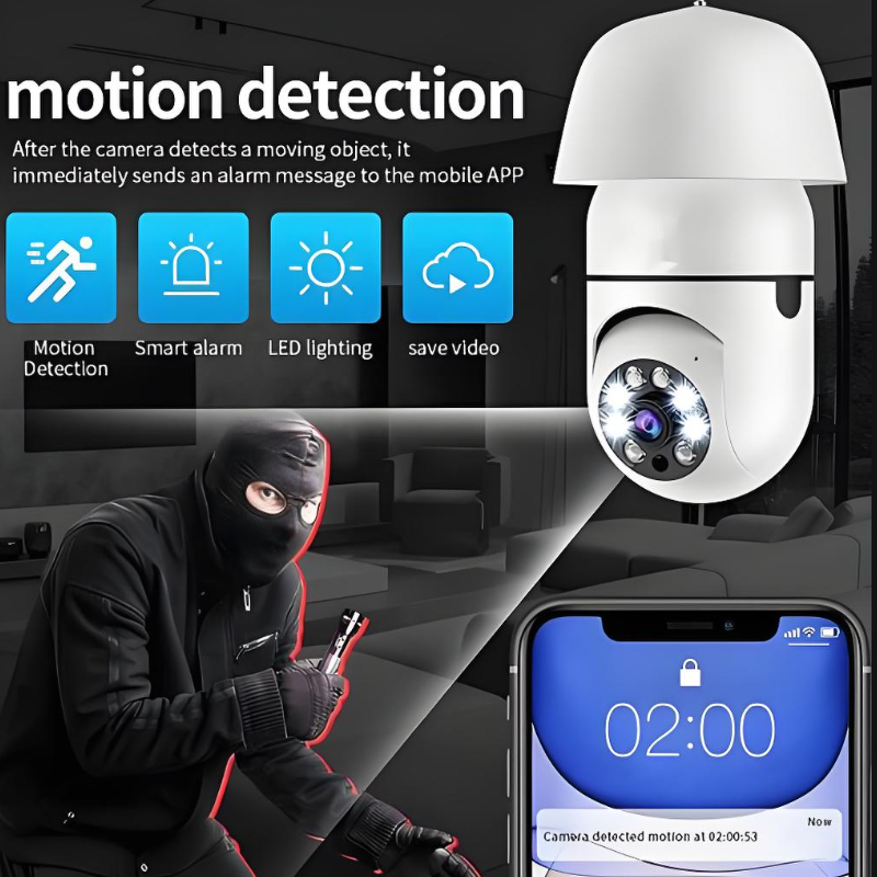 กล้องวงจรปิด CCTVความละเอียดสูง360°อินฟราเรด กล้องรักษาความปลอดภัย Wifi กล้อง IP ระยะไกล กล้องหลอดไฟ