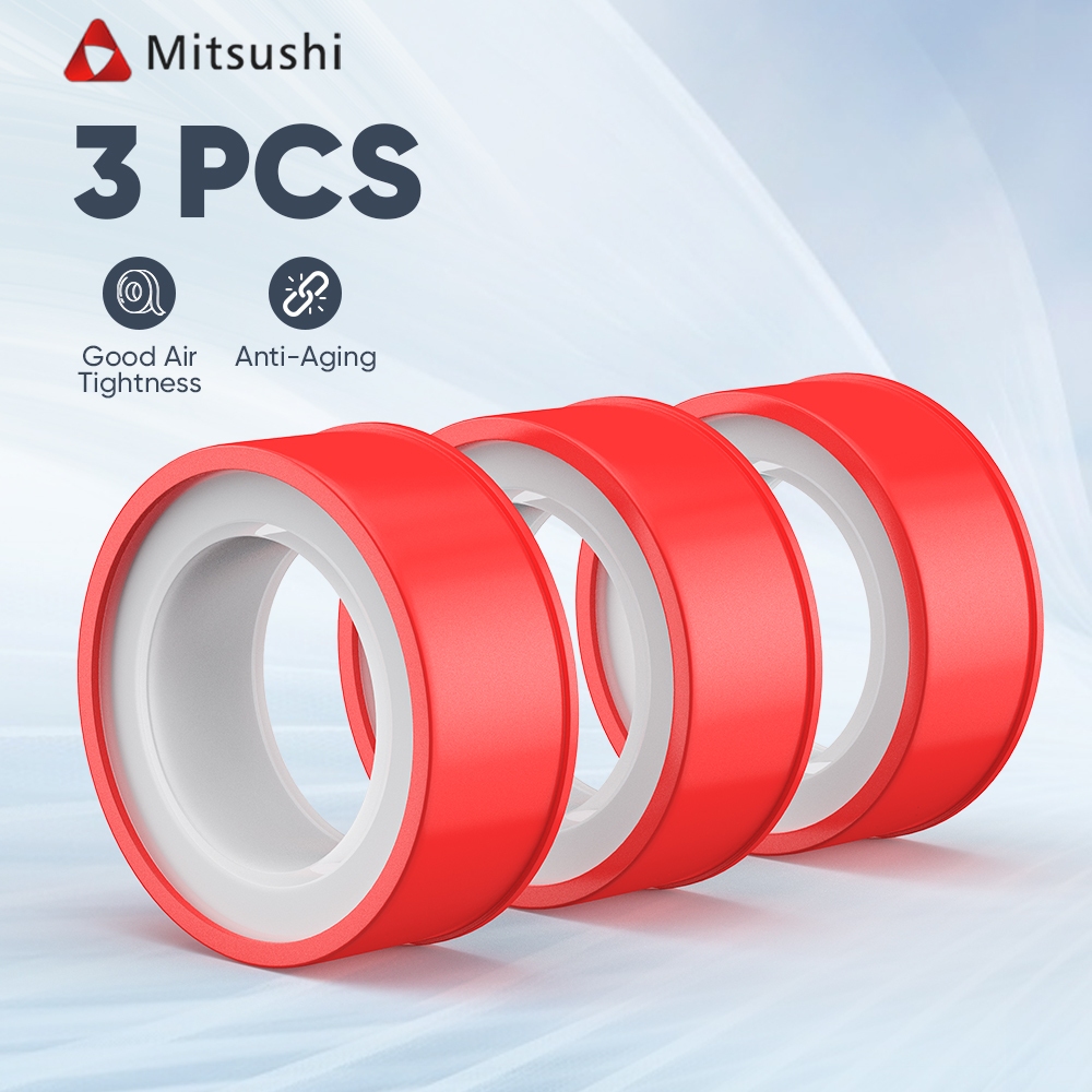 Mitsushi เทปพันเกลียว PTFE (แพ็ค3pcs) 19MM*15M*0.2MMกันน้ำ กันรั่วซึม สำหรับงานประปา  เหนียว แน่น ยืดหยุ่นดี  เหนียว