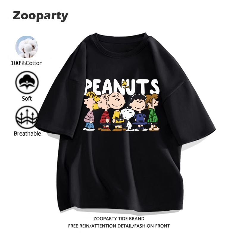 เสื้อยืด ลายสนูปปี้ Snoopy ผ้าฝ้ายแท้ ผ้านุ่มใส่สบาย ลายการ์ตูนเป๊ะอเมริกัน คอกลม เสื้อเชิ้ตแขนสั้น ส่งเร็ว จัดส่งจากไทย