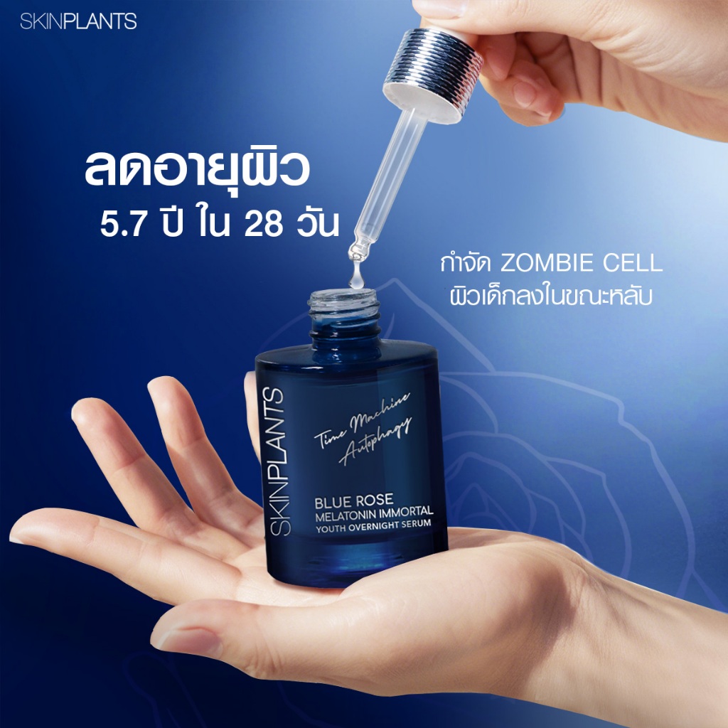 SKINPLANTS BLUE ROSE OVERNIGHT SERUM เซรั่มลดอายุผิว จัดการ Zombie Cell ลดริ้วรอย ผิวชุ่มชื้น — صورة 8