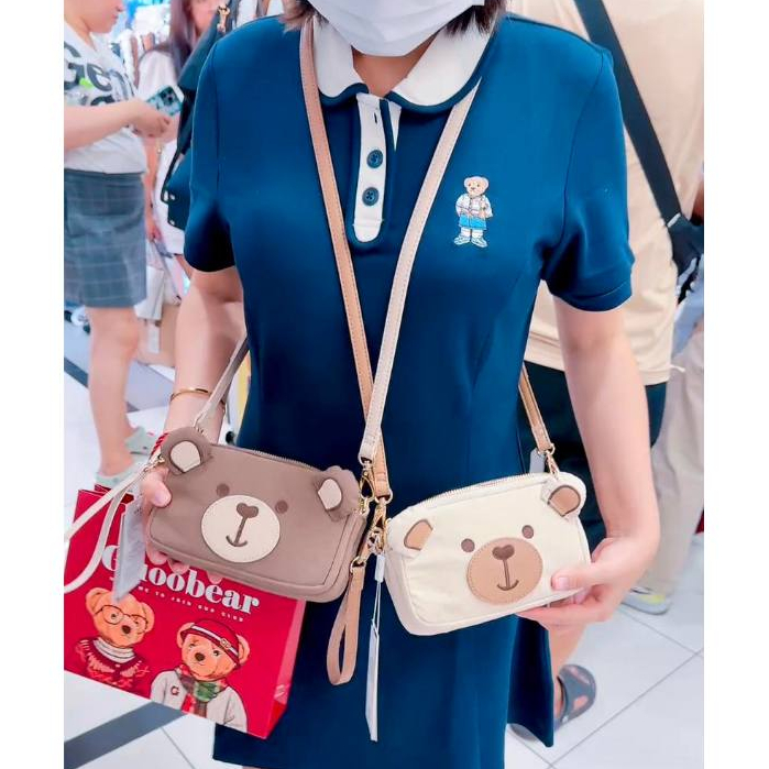 GUOO BEAR กระเป๋าสะพาย3ช่องซิป มีสายคล้องมือ 7นิ้ว ผ้าไนลอน น้ำหนักเบารุ่น GO-2027 - รูปที่ 4