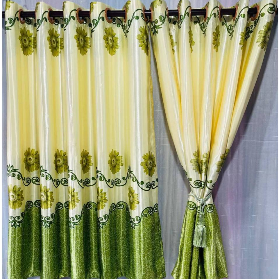 ผ้าม่านสำเร็จรูปลายดอกไม้ สีสดใส เขาไทรัม จากโพลีเอสเตอร์ วัสดุโพลีเอสเตอร์ทนทาน ไม่ารย์ดจางง่าย