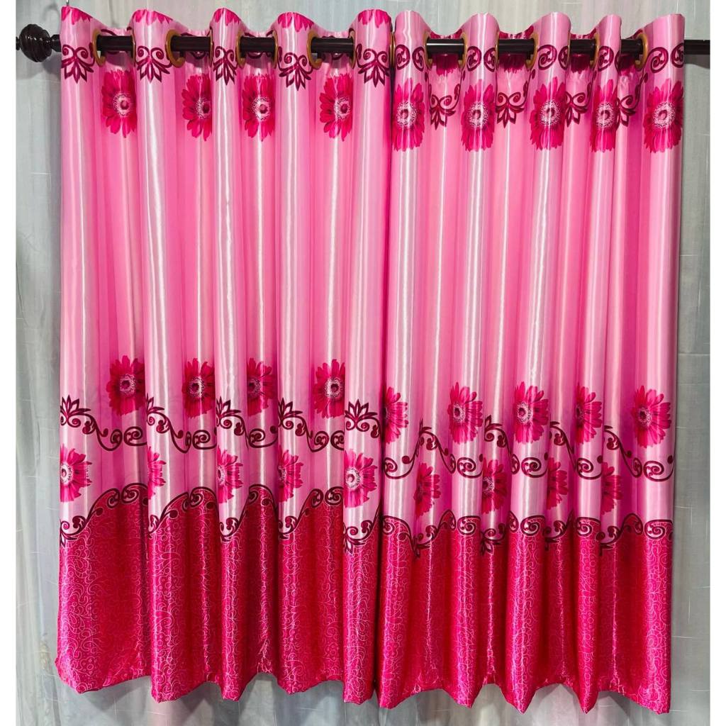 ผ้าม่านสำเร็จรูปลายดอกไม้ สีสดใส เขาไทรัม จากโพลีเอสเตอร์ วัสดุโพลีเอสเตอร์ทนทาน ไม่ารย์ดจางง่าย