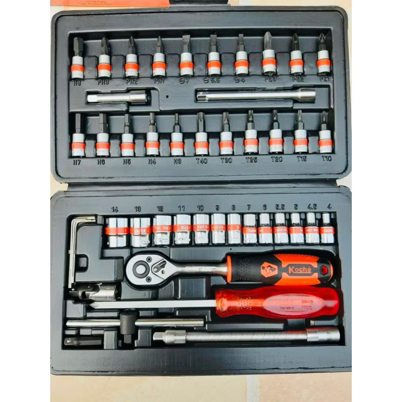KOCHE ประแจบล็อกชุด 47 ชิ้น ขนาด 1/4” 2หุน รุ่น KS-47PCS  -ดีไซน์สวย จับถนัดมือ -อายุการใช้งานยาวนาน