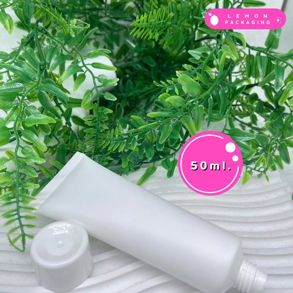 ✨[พร้อมส่งจากไทย]✨ หลอดโฟมเกลียวสั้น + ฝาเกลียว 10 20 30 50 80 100 150 ml  สีขาวด้าน หลอดคุณภาพดีเกรดนำเข้า  🧴✨จ. thumbnail 5