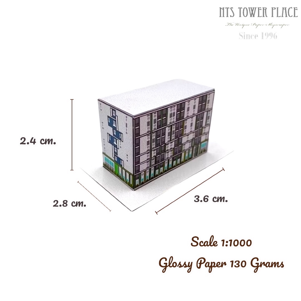 โมเดลตึกกระดาษ Sabai Residence บางใหญ่ สูง 8 ชั้น