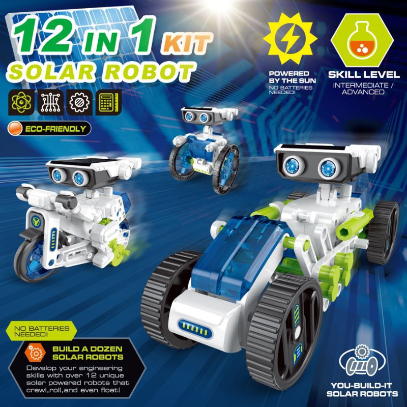 🏅Kids learning🏅ของเล่นวิทยาศาสตร์ 12in1 Solar Robot  ประกอบหุ่นยนตร์