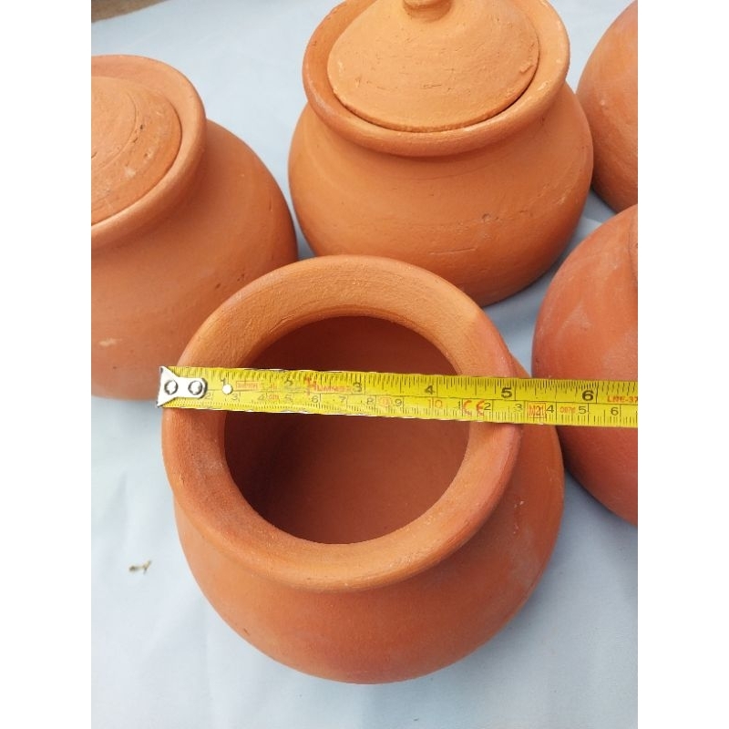 หม้อดินเผา หม้อดินเผาจิ้มจุ่ม พร้อมฝา ขนาดปากกว้าง 5 นิ้ว ก้นหม้อ 6นิ้ว - รูปที่ 4