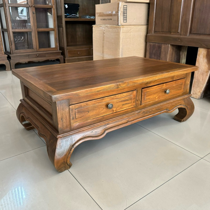 ✅รวมส่งฟรี✅ โต๊ะไม้สัก โต๊ะกลาง โต๊ะรับแขก (Teak Wooden Table) กว้าง 100 x สูง 40 x ลึก 60 cm. จัดส่งทั้งโต๊ะ ประกอบแล้ว
