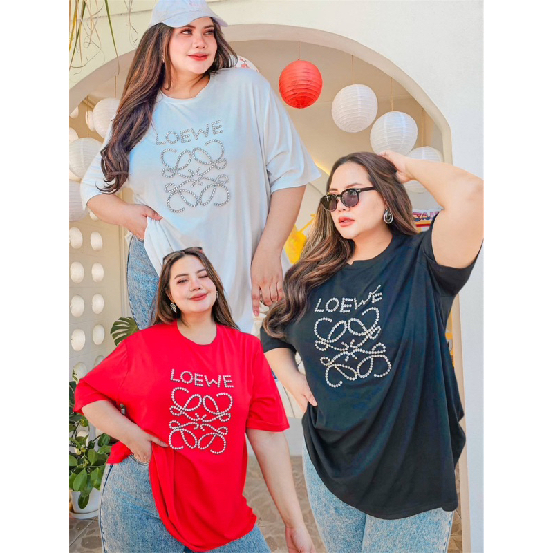 เสื้อยืดคอกลมไซส์ใหญ่ ตอกเพชร ลายL