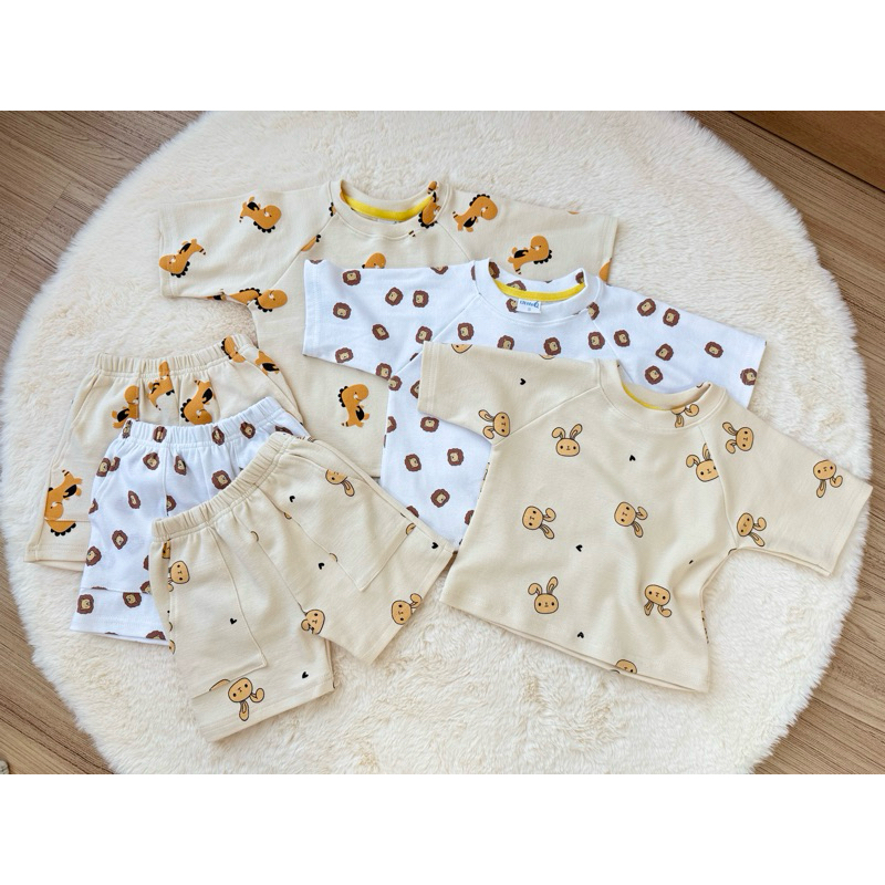 [ST-111] พร้อมส่ง 💖ชุดเสื้อแขนตรงทรงโอเวอร์ไซส์ และกางเกงขาสั้น ผ้าคอตตอนยืดหนา นุ่ม ใส่ได้ทั้งหญิงและชาย Size S-XL